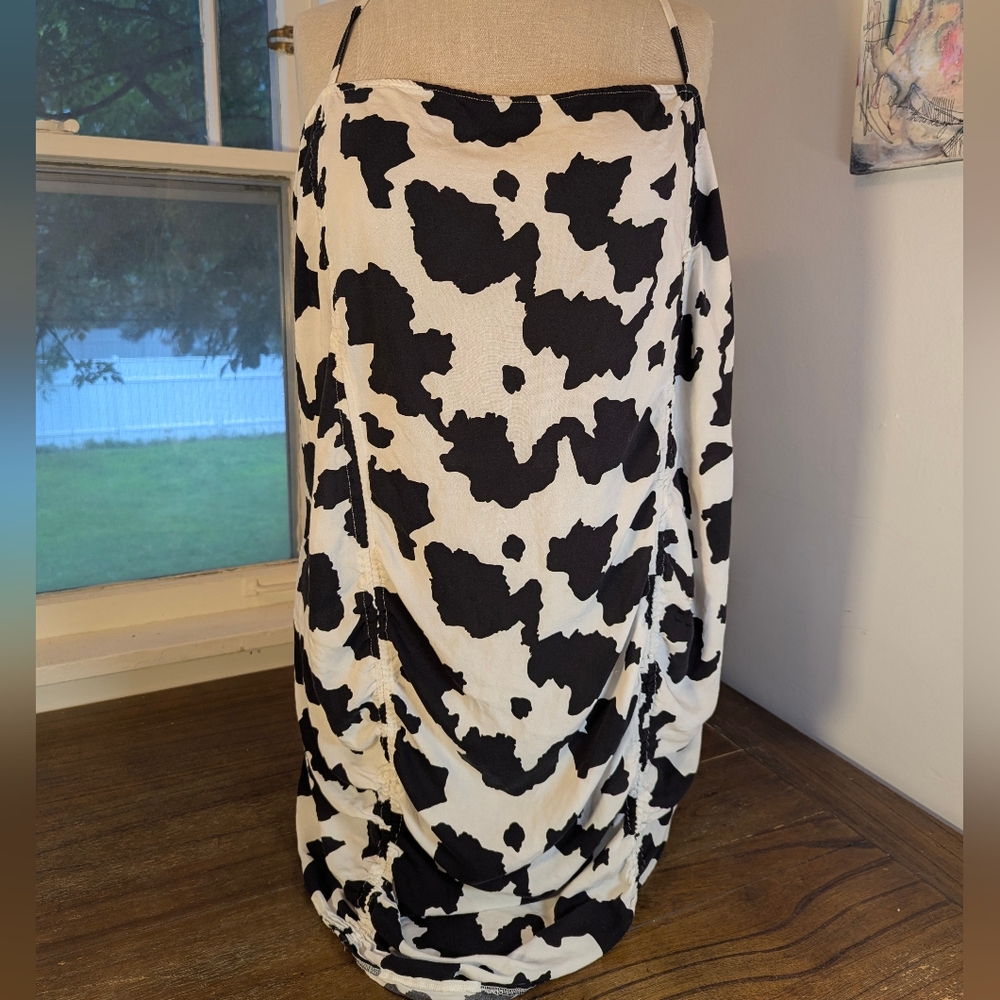 ASOS Black and White Ruched Bubble Midi Skirt